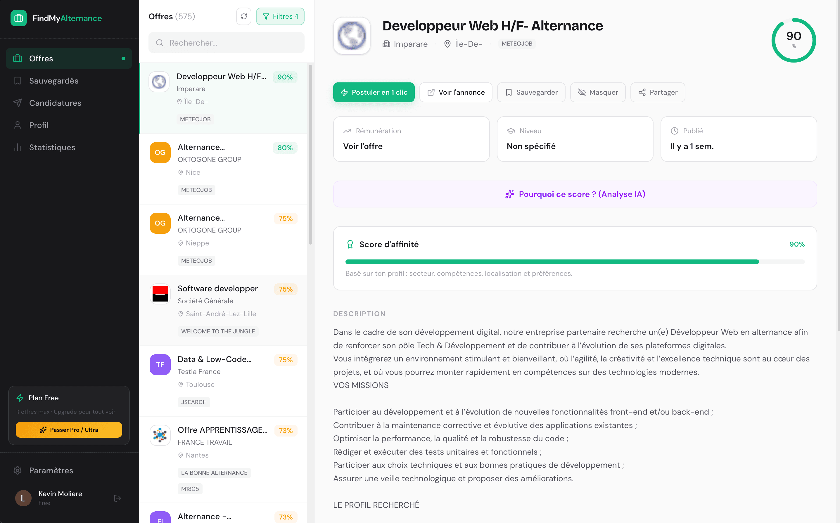 FindMyAlternance Dashboard